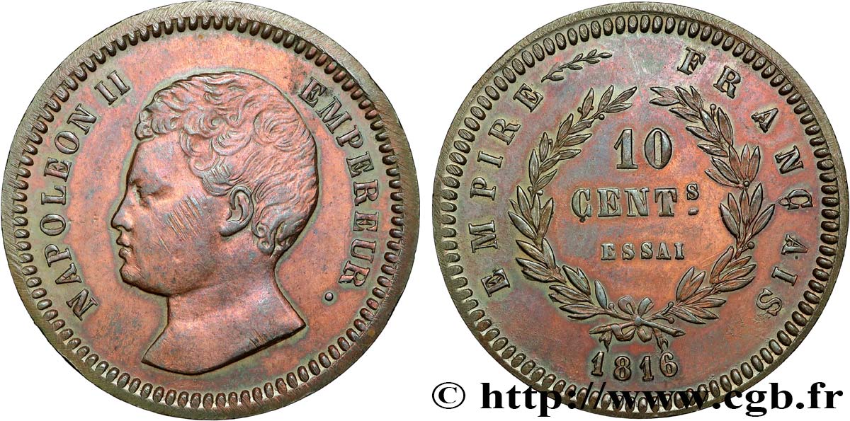 Essai de 10 centimes en bronze 1816   VG.2412  VZ 