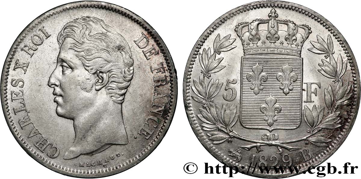 5 francs Charles X, 2e type 1829 Rouen F.311/28 TTB+/SUP 