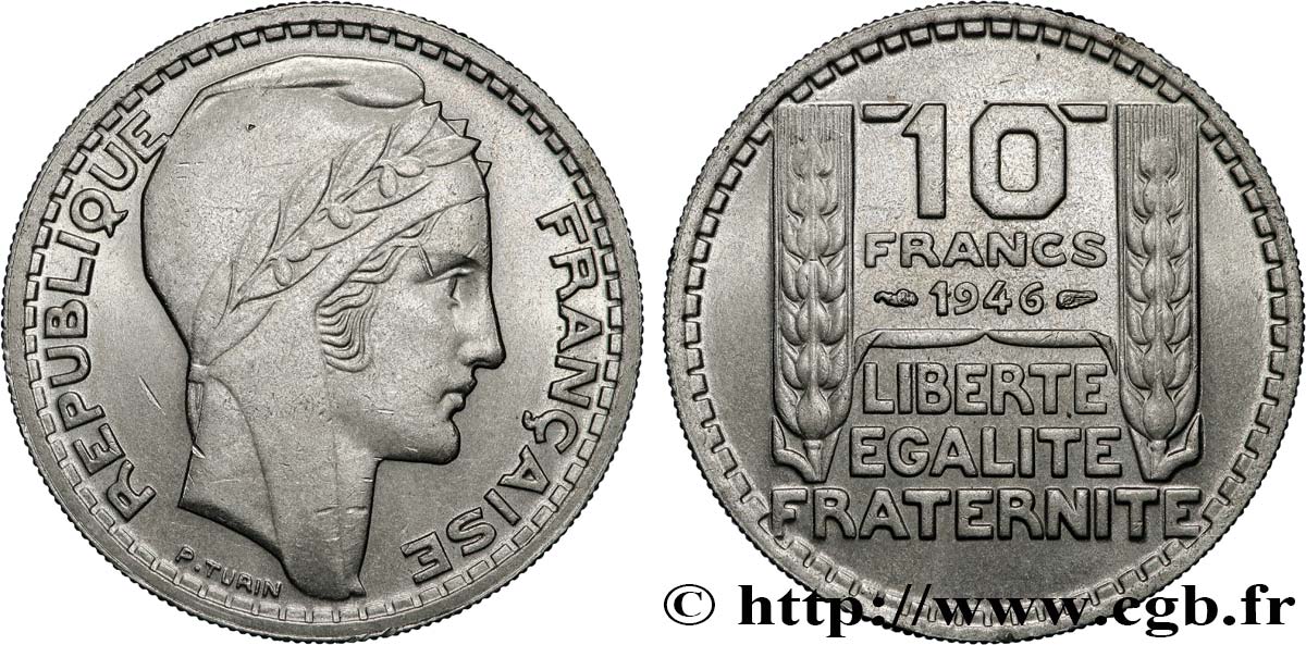 10 francs Turin, grosse tête, rameaux courts 1946  F.361A/2 SPL+ 