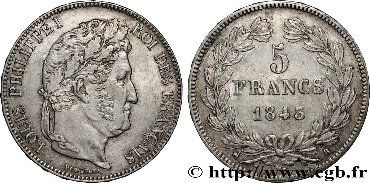 5 francs IIe type Domard 1843 Rouen F.324/101 MBC+ 