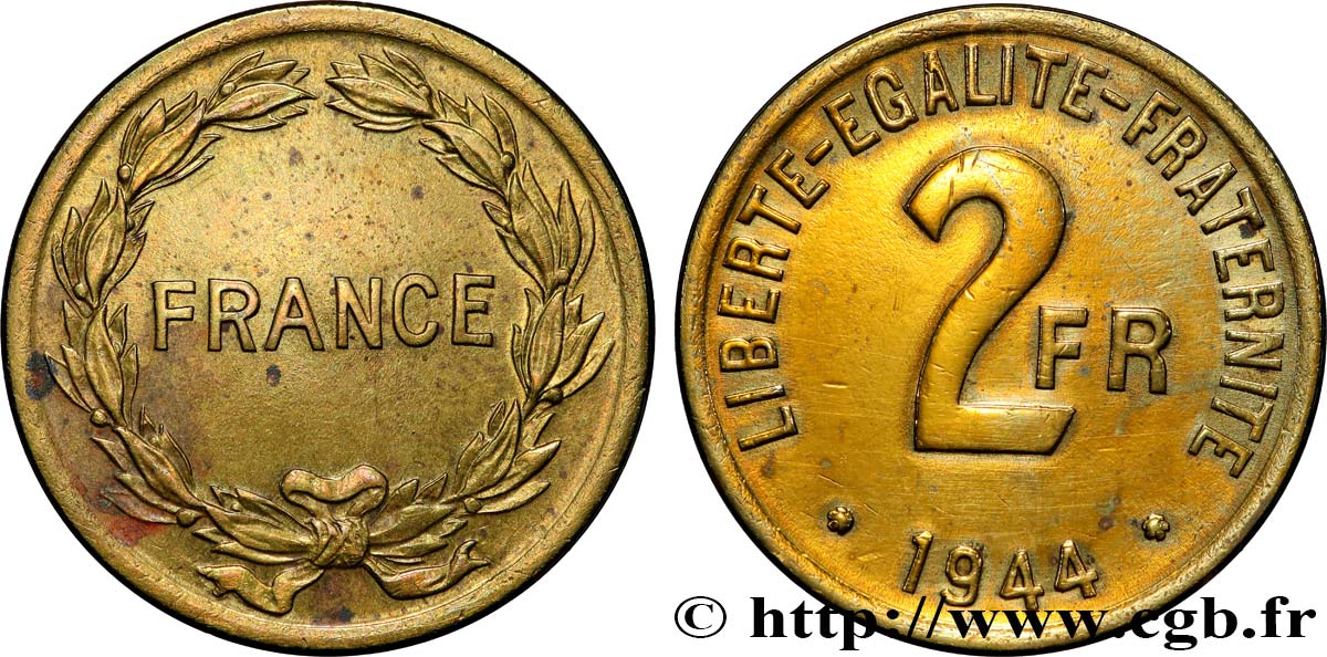 2 francs France 1944  F.271/1 TTB+ 