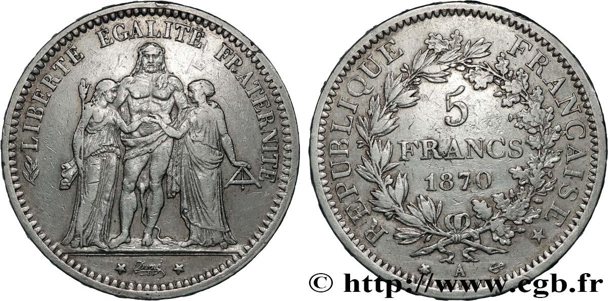 5 francs Hercule 1870 Paris F.334/1 XF 
