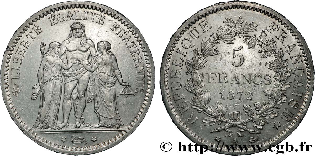 5 francs Hercule 1872 Paris F.334/6 fVZ 