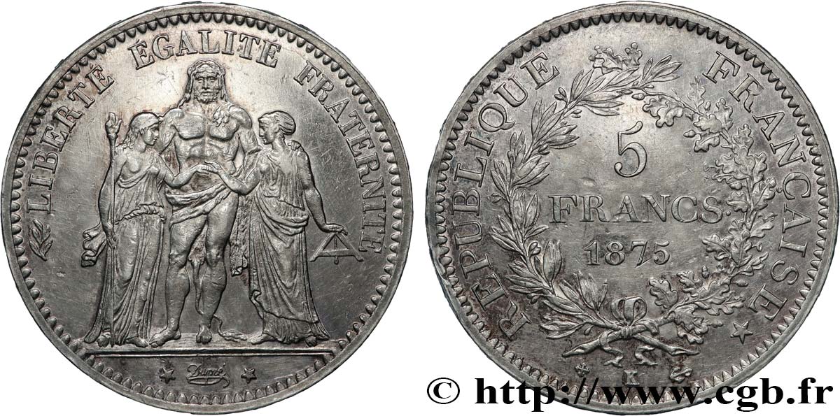 5 francs Hercule 1875 Bordeaux F.334/16 AU 