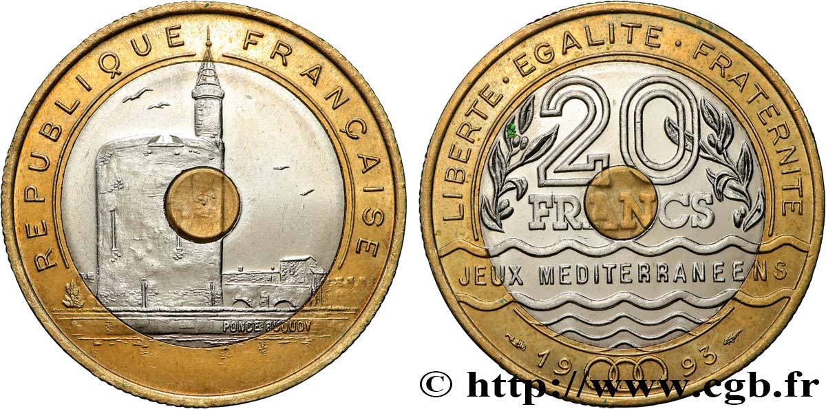 20 francs Jeux Méditerranéens 1993 Pessac F.404/2 EBC60 