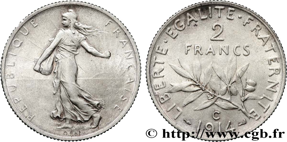 2 francs Semeuse 1914 Castelsarrasin F.266/16 VZ+ 