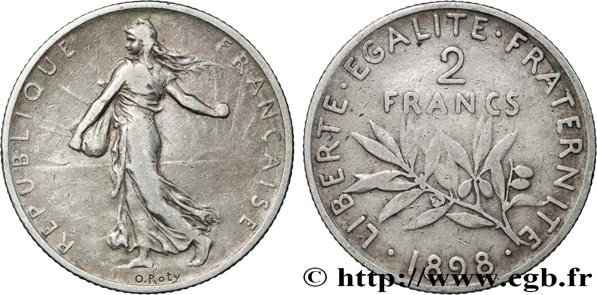 2 francs Semeuse 1898  F.266/1 B+ 