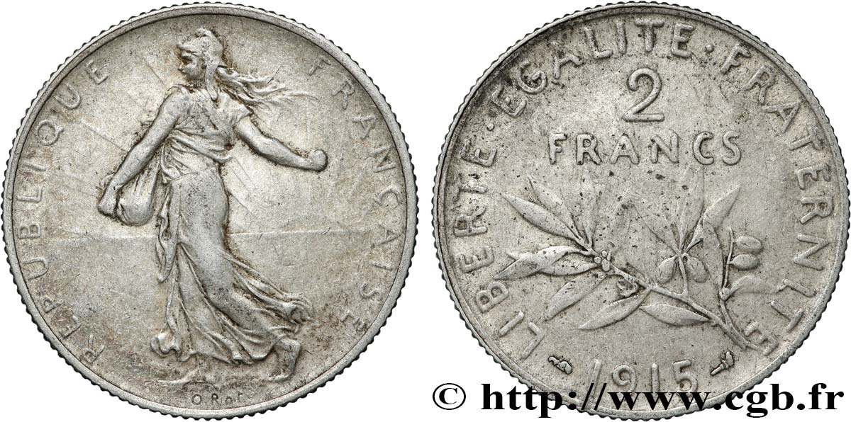 2 francs Semeuse 1915  F.266/17 MBC 