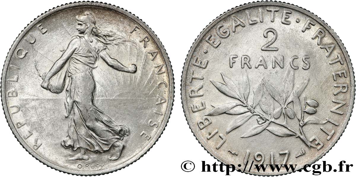 2 francs Semeuse 1917  F.266/19 EBC 