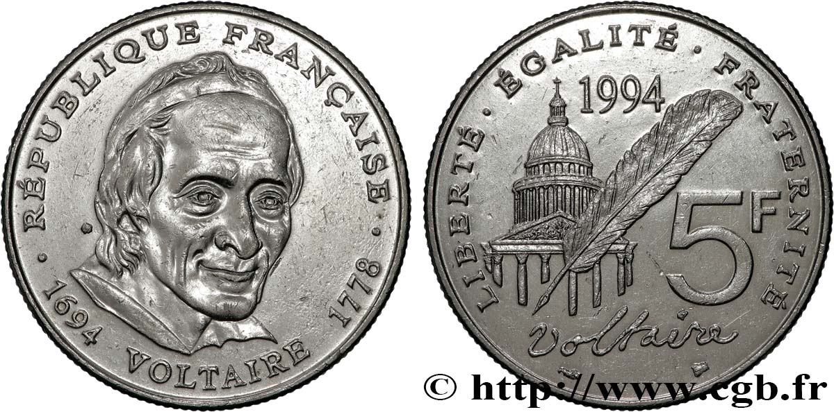 5 francs Voltaire 1994  F.344/2 EBC 