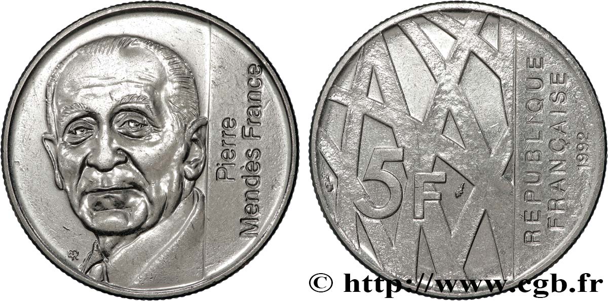 5 francs Mendès-France 1992  F.343/2 SUP+ 