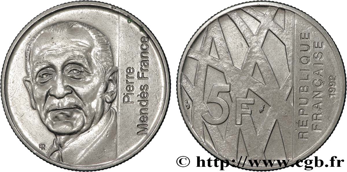 5 francs Mendès-France 1992  F.343/2 VZ+ 