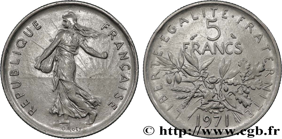 5 francs Semeuse, nickel 1971 Paris F.341/3 SPL 