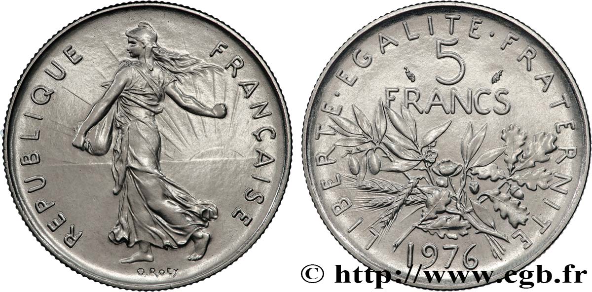 5 francs Semeuse, nickel 1976 Pessac F.341/8 MS64 