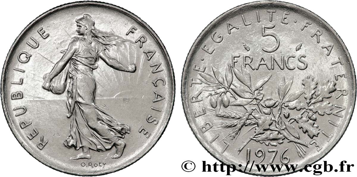 5 francs Semeuse, nickel 1976 Pessac F.341/8 SPL 