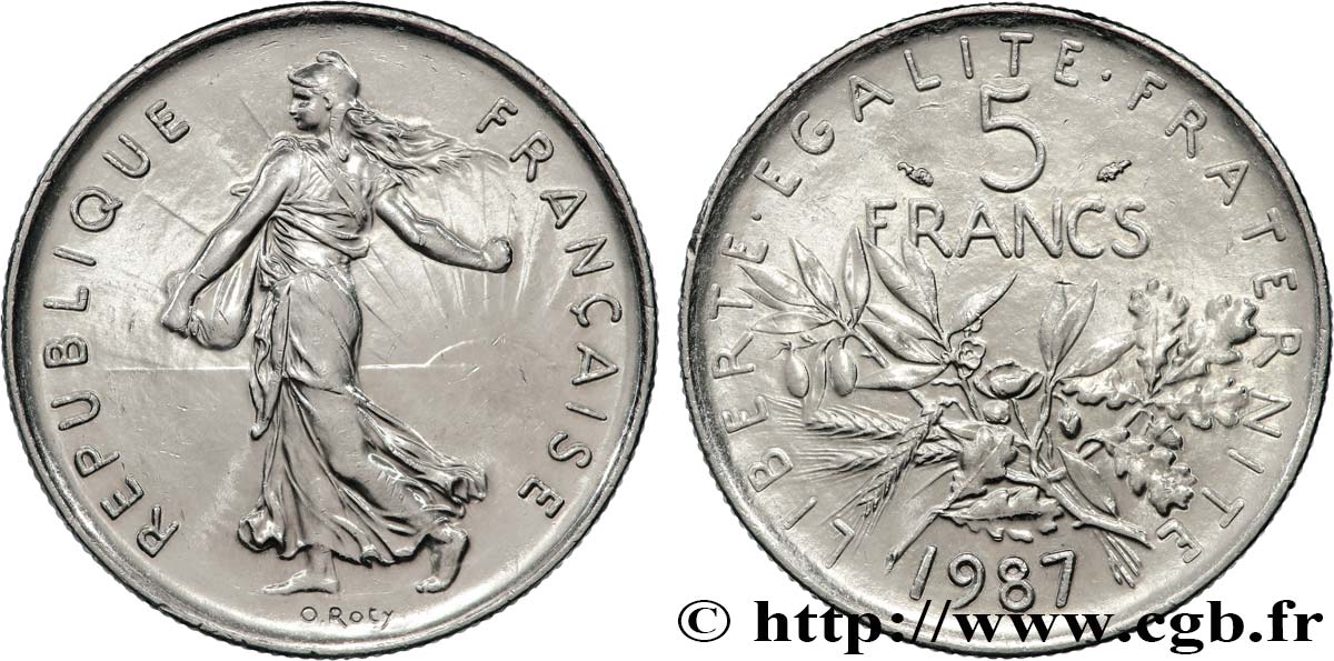 5 francs Semeuse, nickel 1987 Pessac F.341/19 MS64 