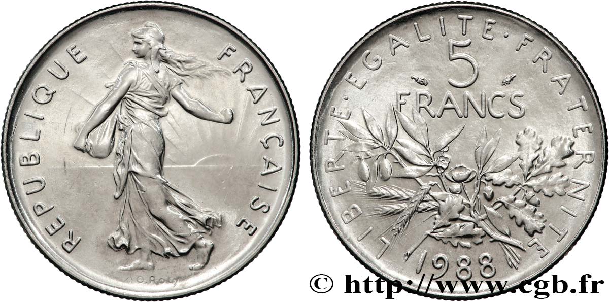 5 francs Semeuse, nickel 1988 Pessac F.341/20 MS64 