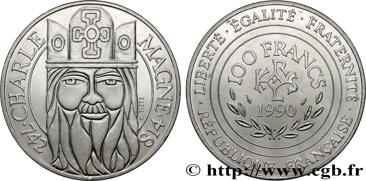 100 francs Charlemagne 1990  F.458/2 SUP58 