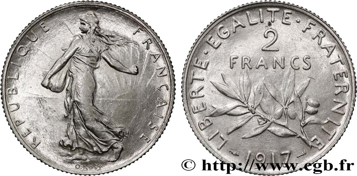 2 francs Semeuse 1917  F.266/19 EBC 