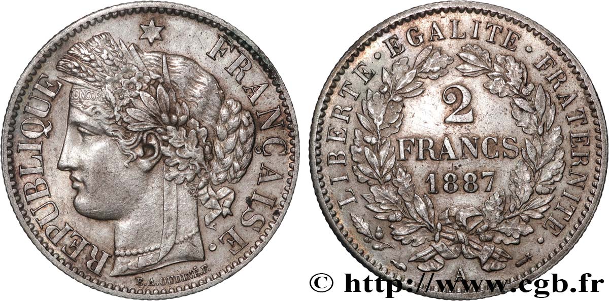 2 francs Cérès, avec légende 1887 Paris F.265/13 q.SPL 