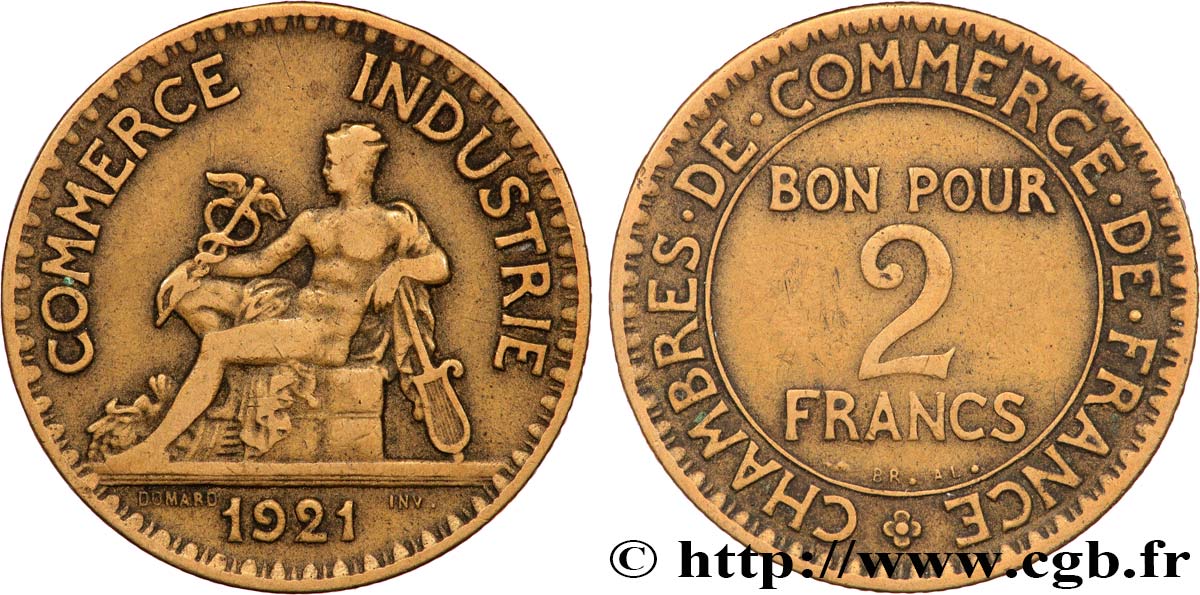 2 francs Chambres de Commerce 1921  F.267/3 TB+ 
