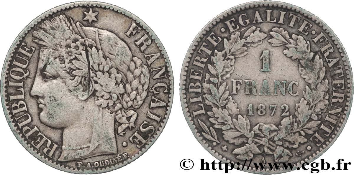 1 franc Cérès, IIIe République 1872 Paris F.216/5 VF 