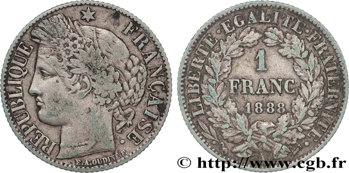 1 franc Cérès, IIIe République 1888 Paris F.216/10 TB 