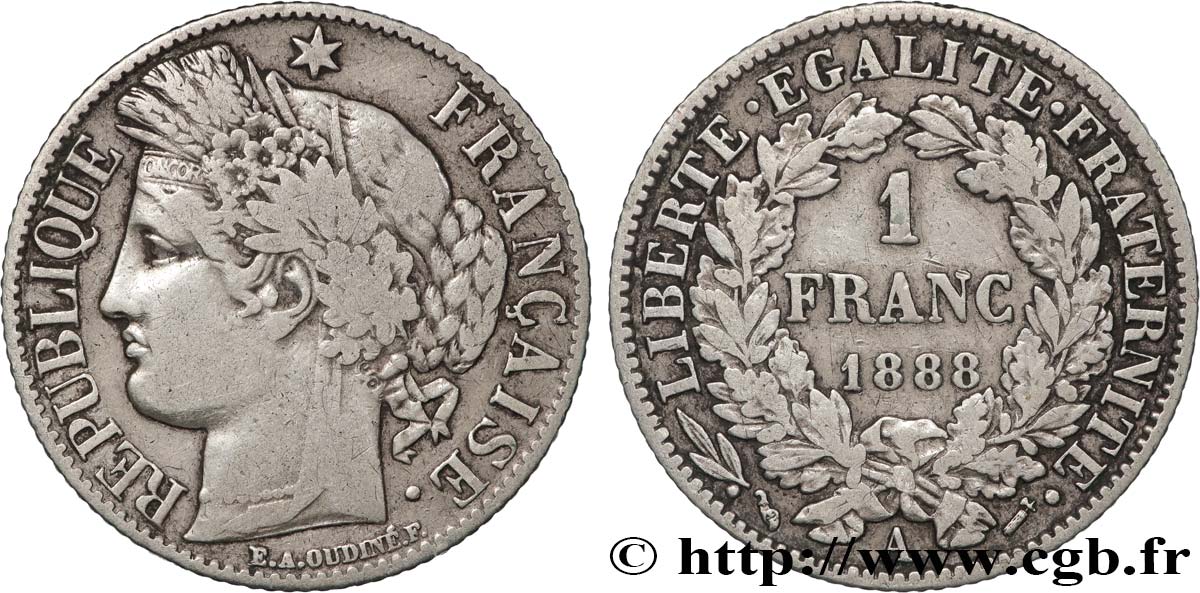 1 franc Cérès, IIIe République 1888 Paris F.216/10 MB 