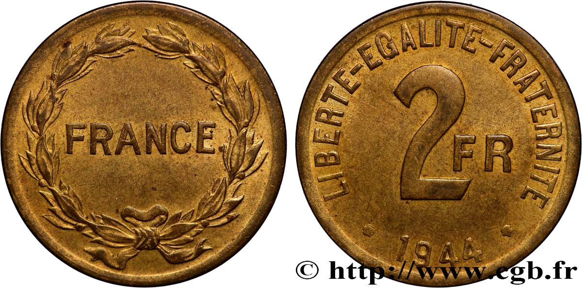 2 francs France 1944  F.271/1 MBC45 