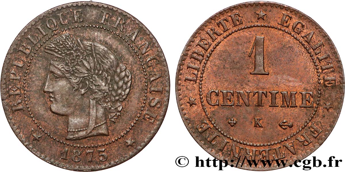 1 centime Cérès 1875 Bordeaux F.104/5 TB+ 