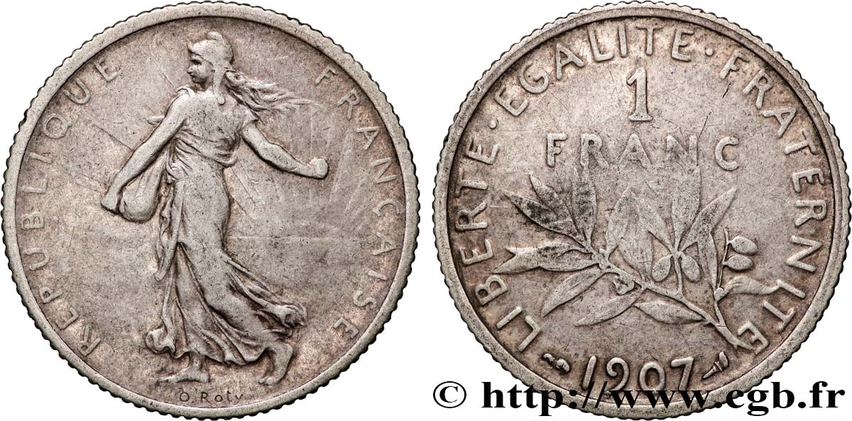 1 franc Semeuse 1907 Paris F.217/12 S 