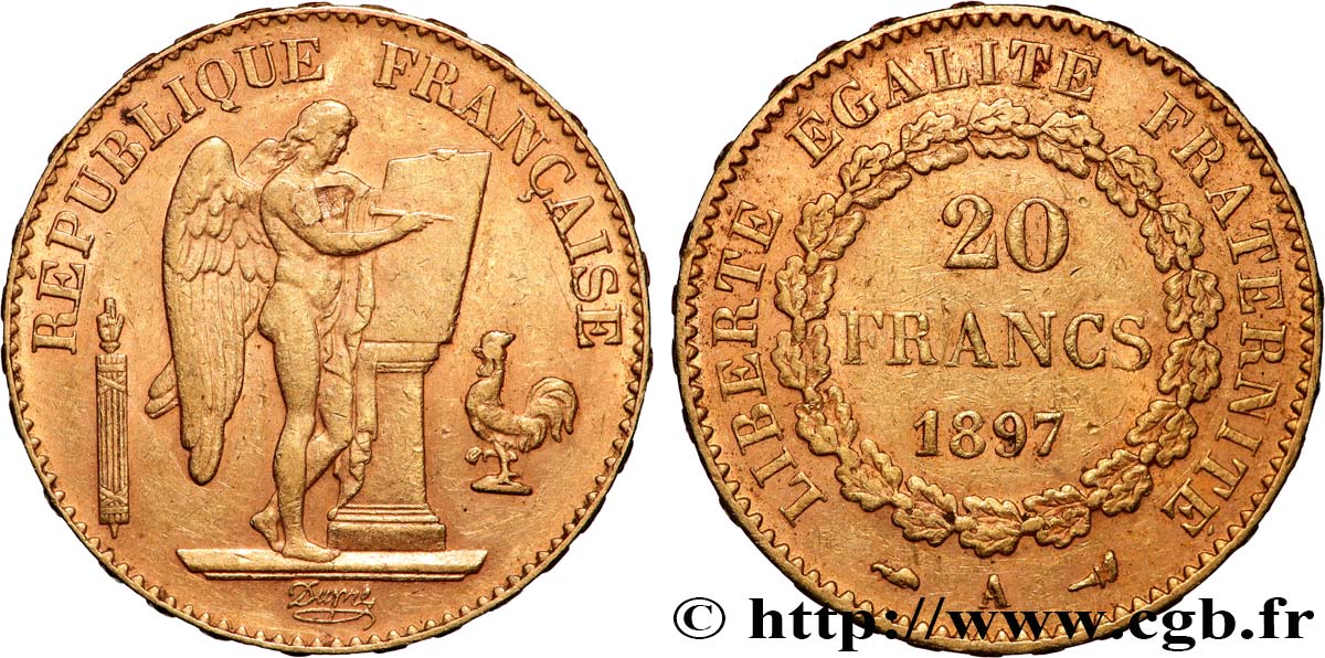 20 francs or Génie, Troisième République 1897 Paris F.533/22 TTB 