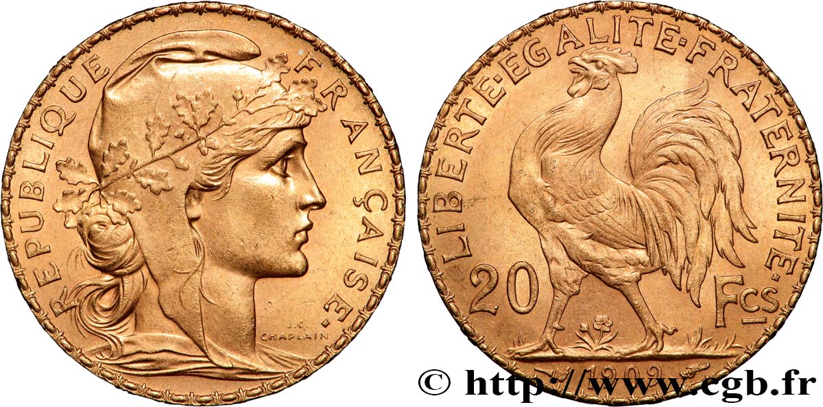 20 francs or Coq, Liberté Égalité Fraternité 1909 Paris F.535/3 SUP+ 