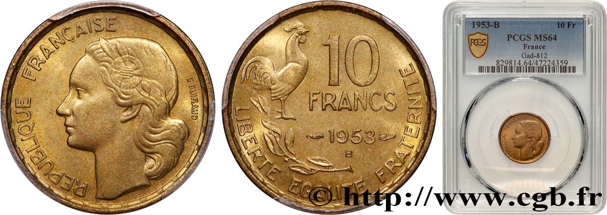 10 francs Guiraud 1953 Beaumont-Le-Roger F.363/9 fST64 PCGS