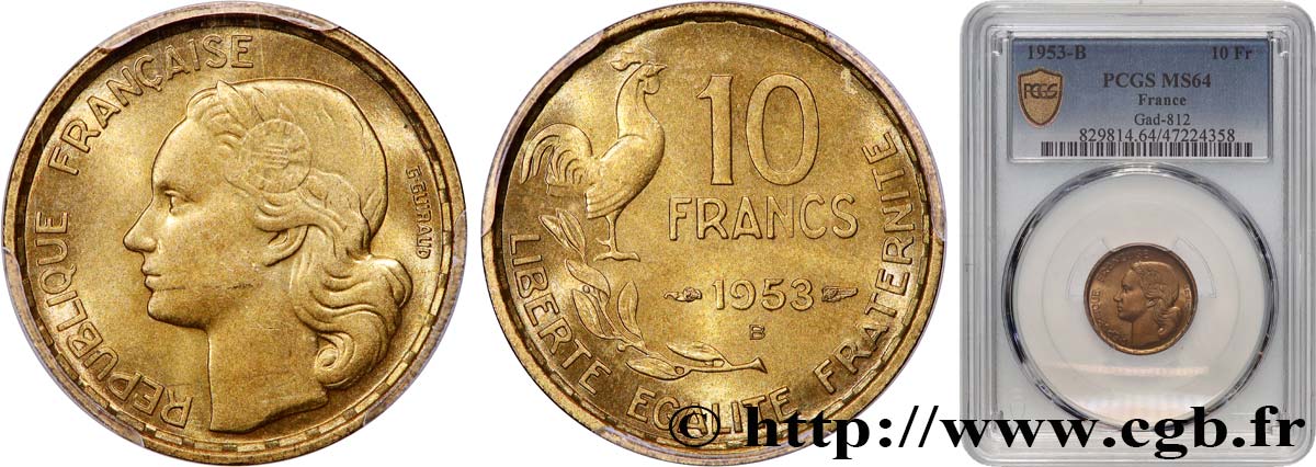 10 francs Guiraud 1953 Beaumont-Le-Roger F.363/9 fST64 PCGS