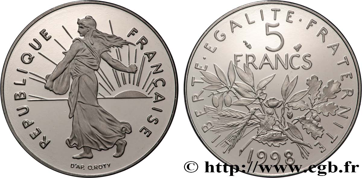 5 francs Semeuse, nickel, BE (Belle Épreuve) 1998 Pessac F.341/34 var. FDC 