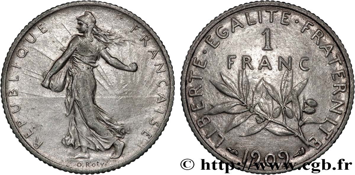 1 franc Semeuse 1909 Paris F.217/14 TB 