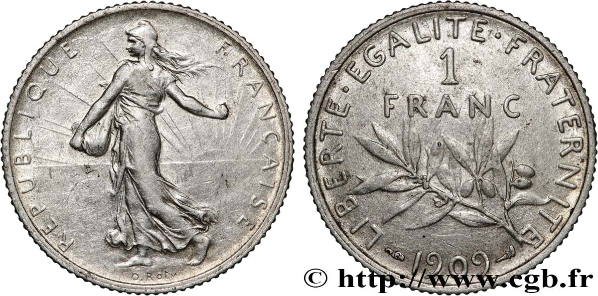 1 franc Semeuse 1909 Paris F.217/14 TB+ 