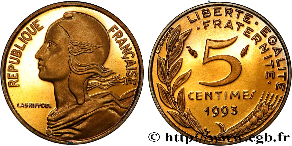 5 centimes Marianne, BE (Belle Épreuve), 4 plis 1993 Pessac F.125/33 var. FDC 