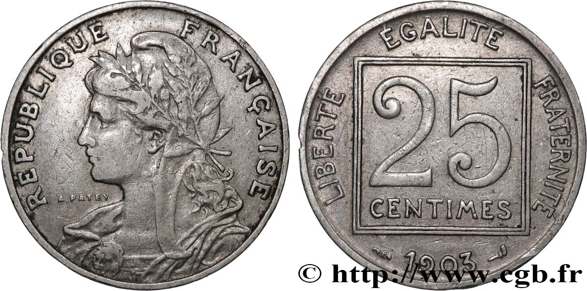 25 centimes Patey, 1er type 1903  F.168/3 TB 