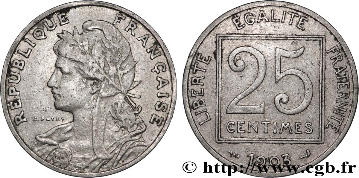 25 centimes Patey, 1er type 1903  F.168/3 MB 