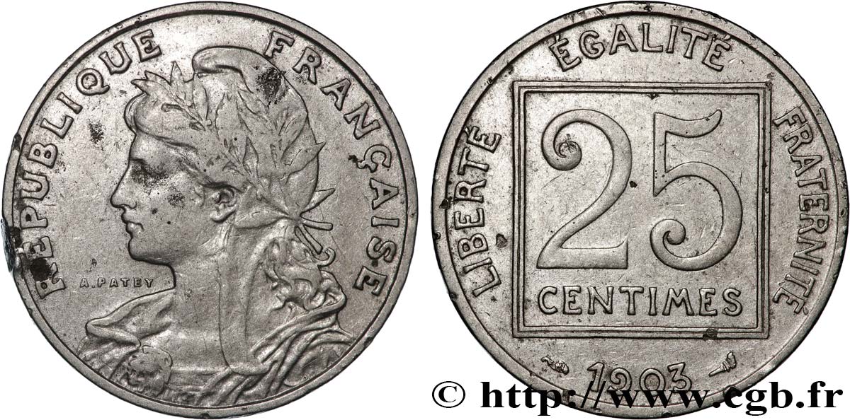 25 centimes Patey, 1er type 1903  F.168/3 S 