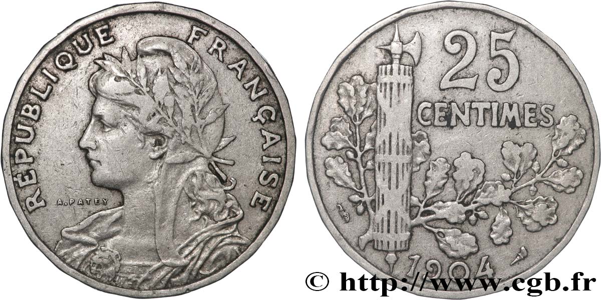25 centimes Patey, 2e type 1904  F.169/2 VF 