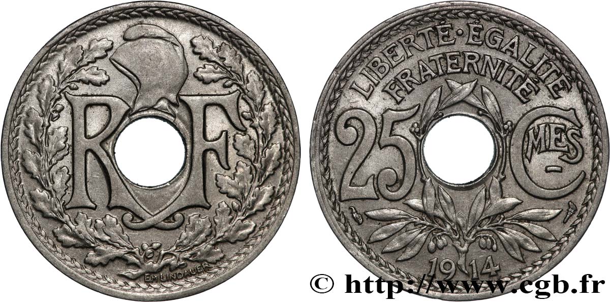 25 centimes Lindauer, Cmes souligné 1914  F.170/2 SS 