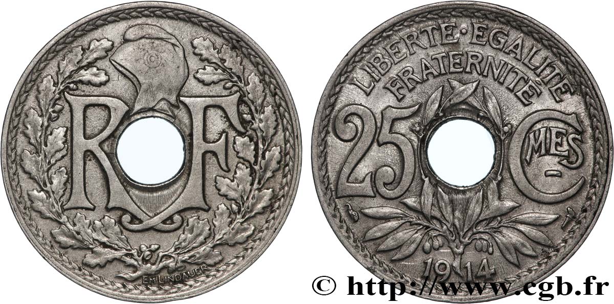 25 centimes Lindauer, Cmes souligné 1914  F.170/2 TTB 