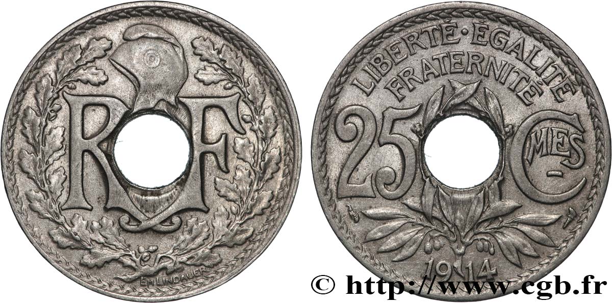 25 centimes Lindauer, Cmes souligné 1914  F.170/2 BB 