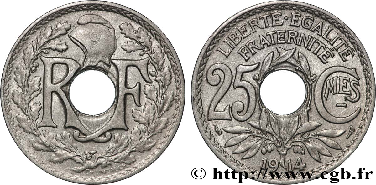 25 centimes Lindauer, Cmes souligné 1914  F.170/2 MBC 