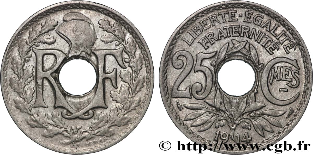 25 centimes Lindauer, Cmes souligné 1914  F.170/2 XF 