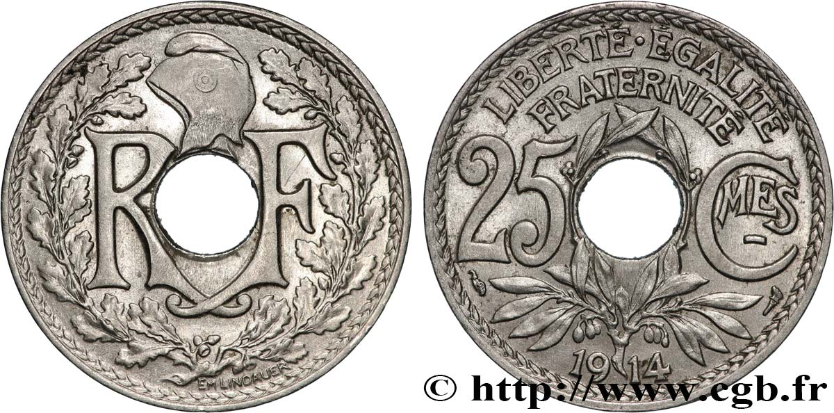 25 centimes Lindauer, Cmes souligné 1914  F.170/2 SPL 