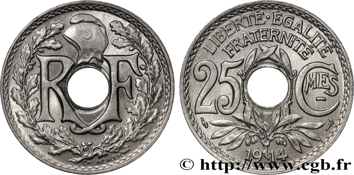 25 centimes Lindauer, Cmes souligné 1914  F.170/2 EBC+ 